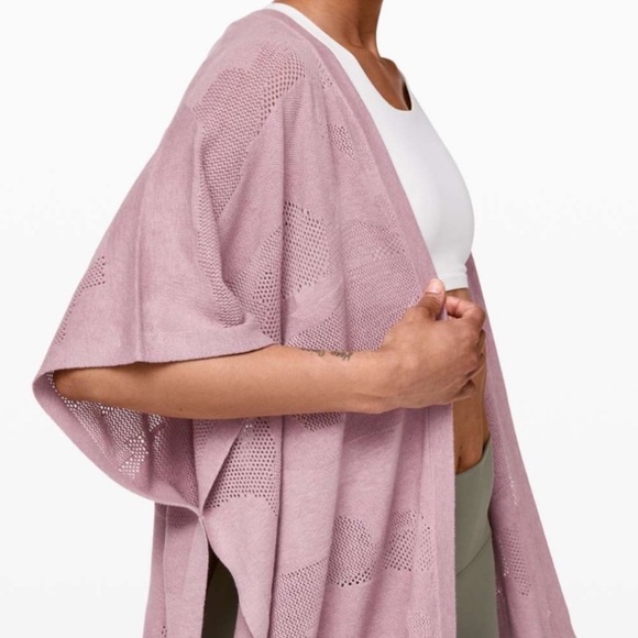Lululemon Silk Cotton Blend Find Your Light Wrap Heathered Vintage Mauve O/S - Picture 5 of 6